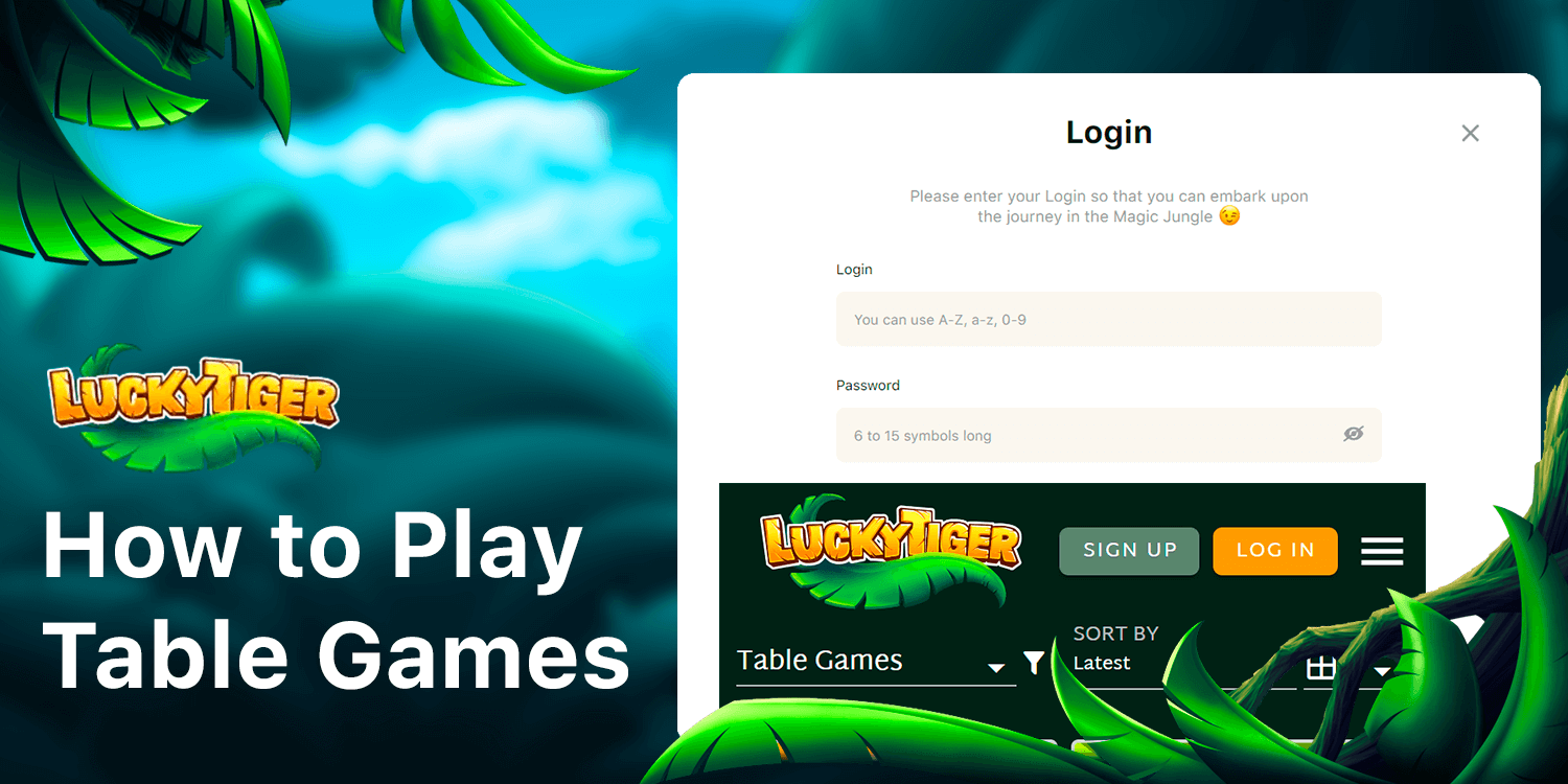 Registration procedure is required to start playing table games at Lucky Tiger Casino