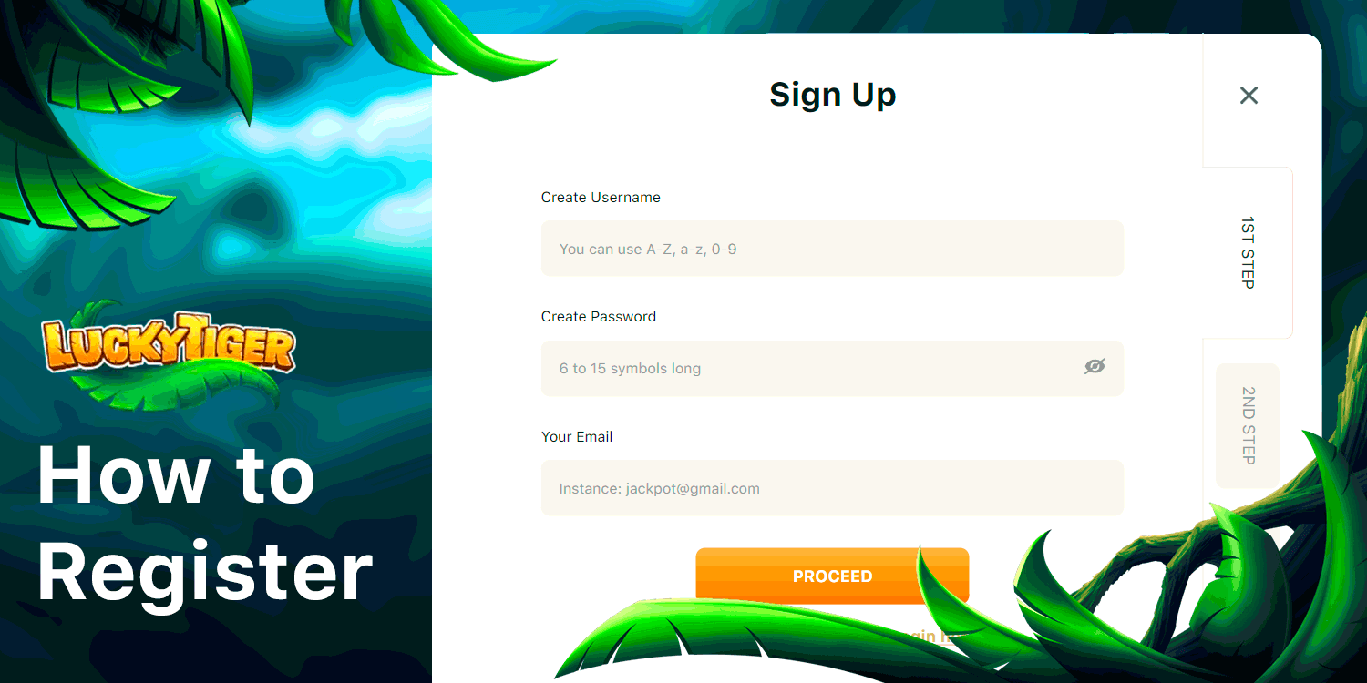 How to register at LuckyTiger Casino Australia. Complete setp-by-step guide