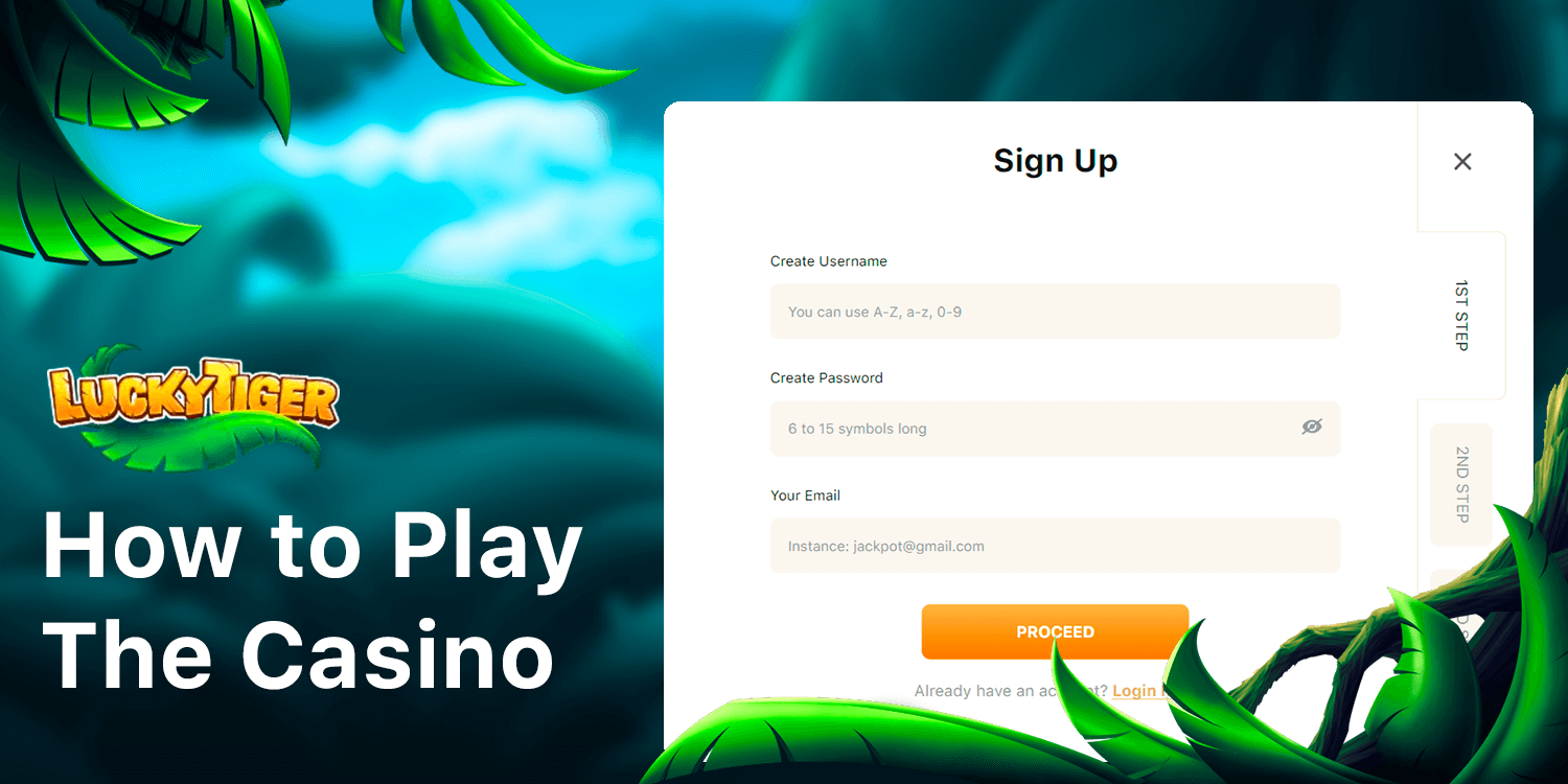 To Access Lucky Tiger Casino Lobby you should register first