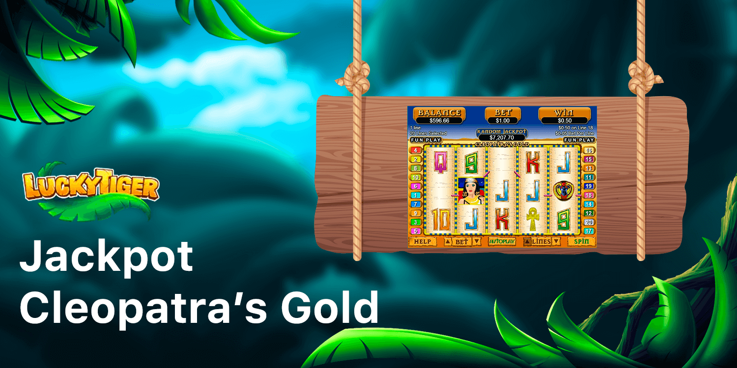 You can win up to 2.500 coins in Jackpot Cleopatra's Gold Pokie at Lucky Tiger Casino Australia