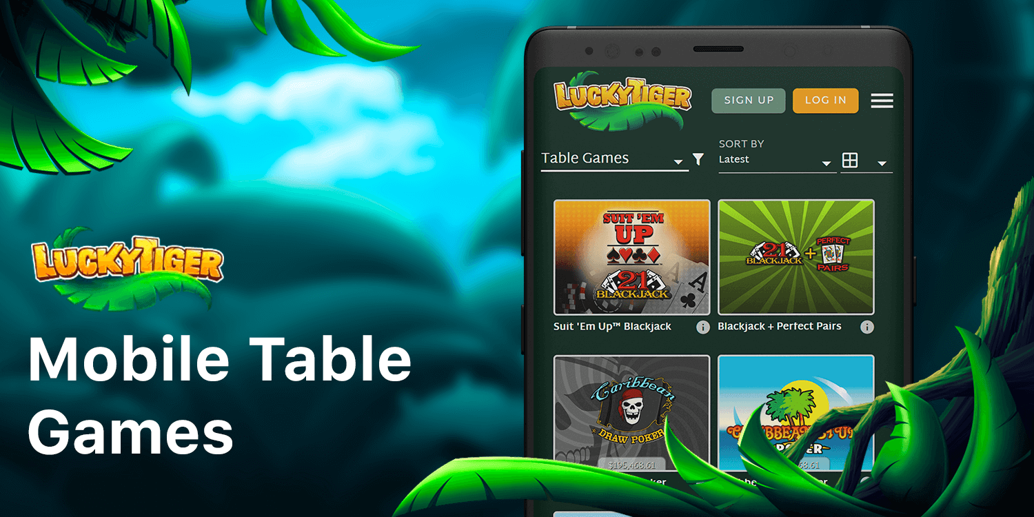 Mobile Table Games also avaliable at Lucky Tiger Casino AU