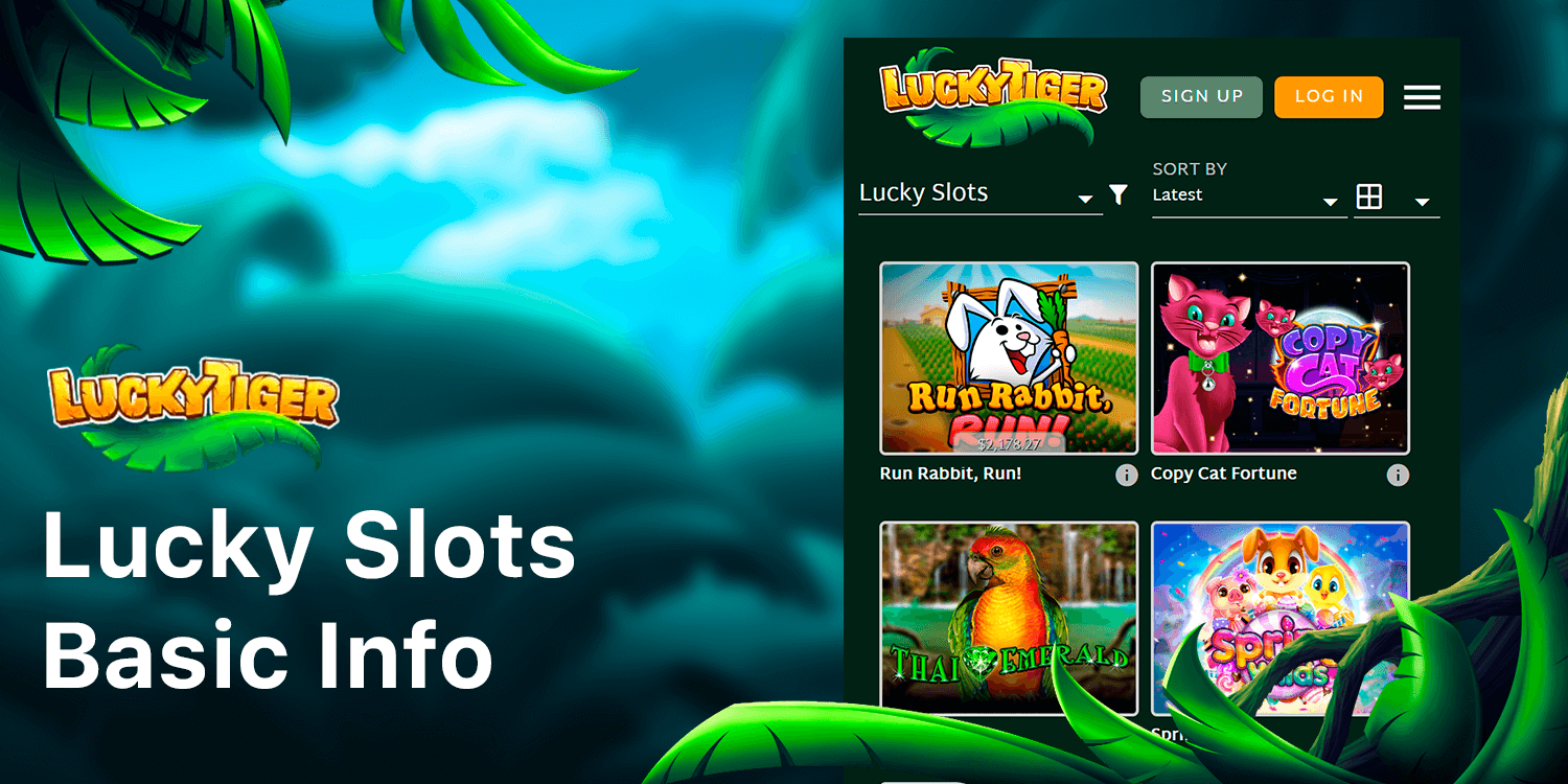 Lucky Slots it's a games with increased 'lucky' rate and other features. You can find 'Lucky Slots' section at Lucky Tiger Casino