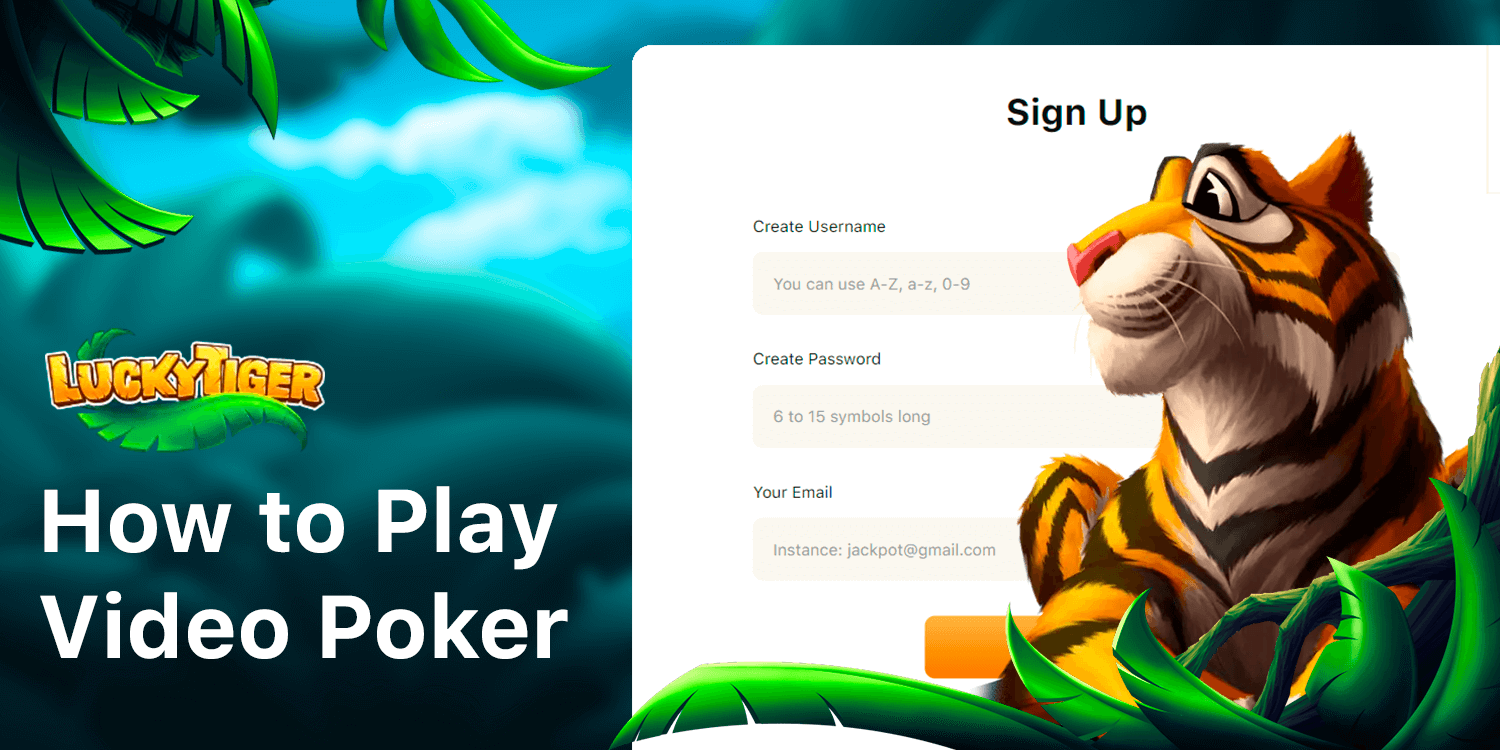 All players should create an account to start playing at Lucky Tiger Casino